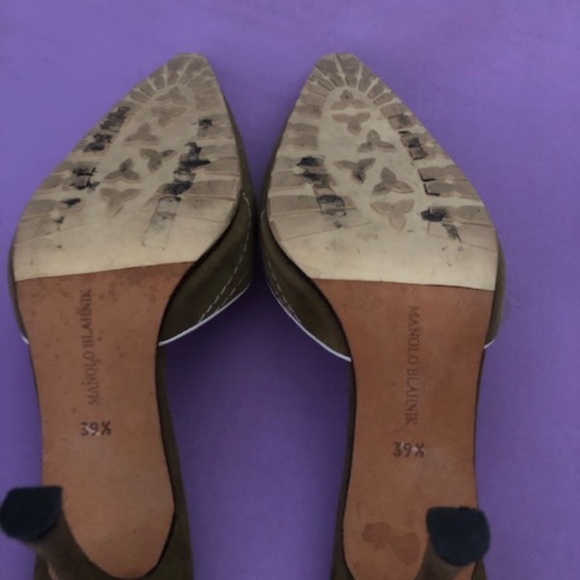 Manolo Blahnik olive slip ons - Picture 7 of 7